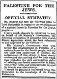 Balfour Declaration, The Times, 9 November 1917